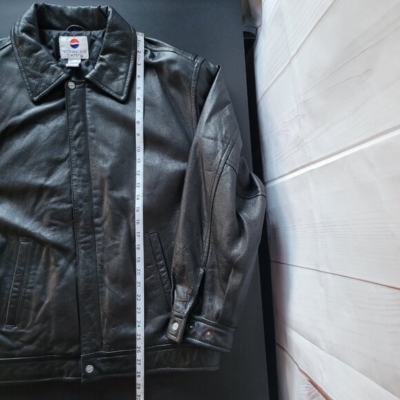Vintage 90’s PEPSI Men’s L Classic Black Leather Bomber Jacket, Lined, NWOT - Picture 11 of 11